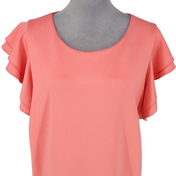 Tommy Hilfiger Dress Plus Size 22W Salmon Pink Stretch Knit Zip Flutter Sleeve - Picture 7 of 13